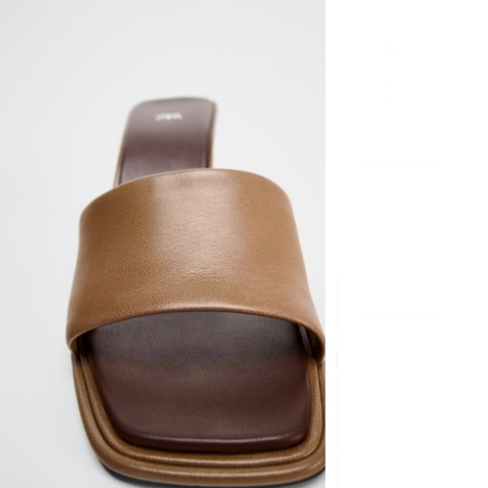 ZARA HEELED LEATHER SLIDES